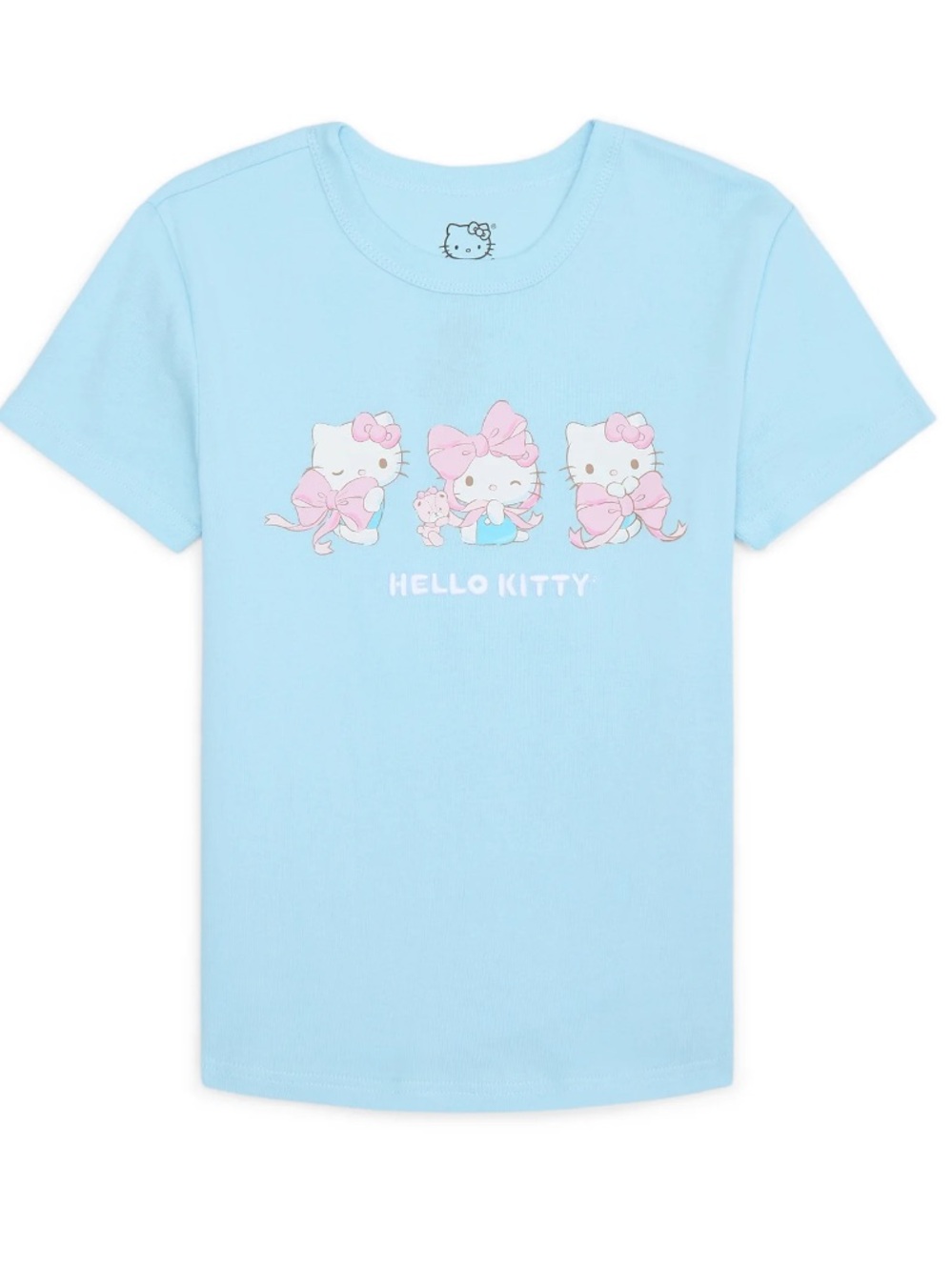 Hello Kitty Women’s Cotton Graphic Skimmer Tee with Embroidery